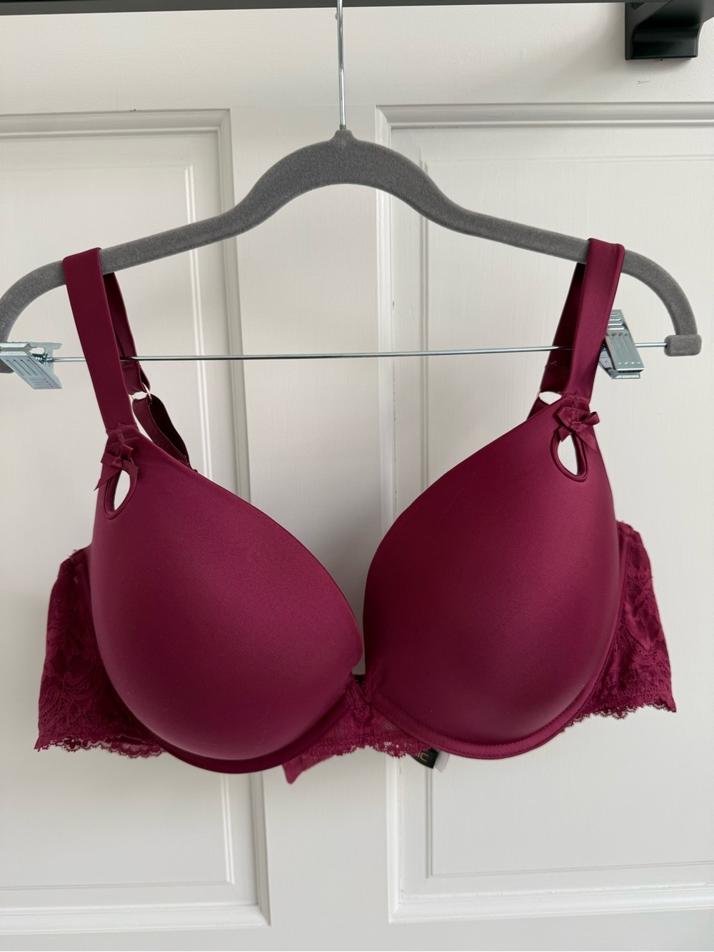 City Chic Deep Berry Satin & Lace Underwire Bra